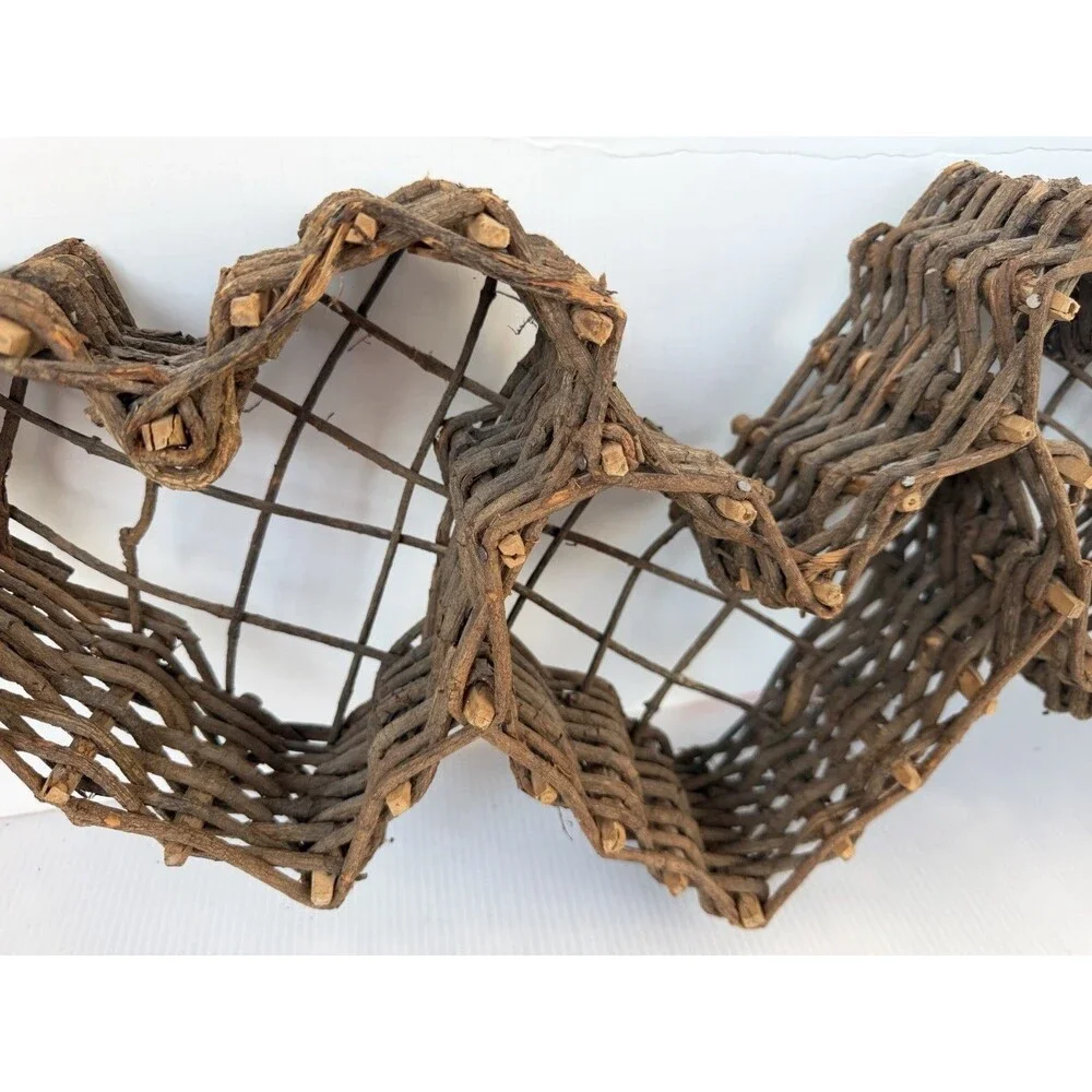 Vintage Grapevine Triple Heart Wall Hanging Basket Wicker Wood Farmhouse Decor